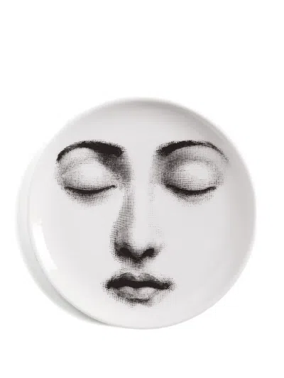 Fornasetti Face-print Porcelain Decorative Plate (10cm) In White