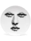 Fornasetti Face-print Round Plate In White