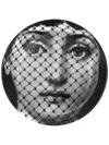 Fornasetti Face Printed Coaster In B/w