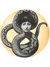 Fornasetti Face Serpent Print Plate In Gold