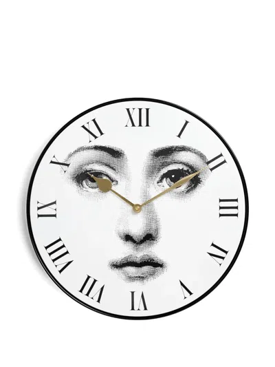 Fornasetti Facial Illustration Wall Clock In White