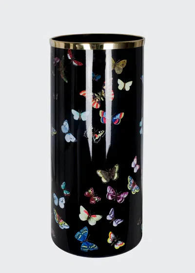 Fornasetti Farfalle Colour Butterflies Umbrella Stand In Black Pattern