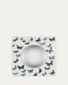 Fornasetti Farfalle Convex Mirror With Square Frame In White Multi