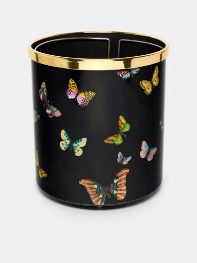 Fornasetti Farfalle Metal Wastepaper Bin  Abask Gift Set In Black
