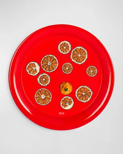 Fornasetti Fette D'arancia Tray In Red
