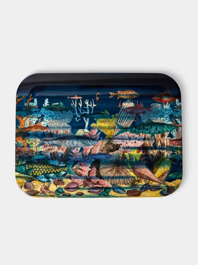 Fornasetti Fondo Marino Wood Tray (31.5in/80cm) In Multi
