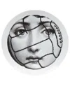Fornasetti Footbal Face Print Plate In White