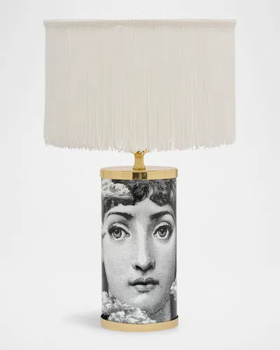 Fornasetti Fringed Cylindrical Lampshade For Small Lamps In White