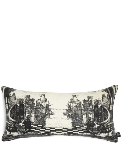 Fornasetti Giardino Settecentesco Cashmere Cushion (60cm X 30cm) In Black