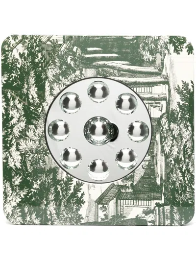 Fornasetti Giardino Settecentesco-frame Wall Mirror (50cm X 50cm) In Green