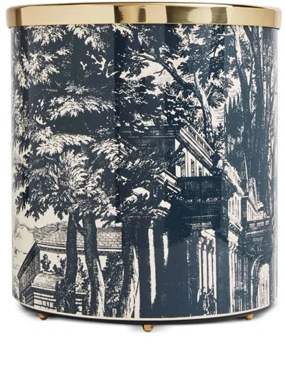 Fornasetti Paper Basket Giardino Settecentesco In Blue/ivory