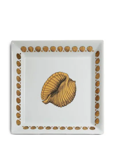 Fornasetti Giro Di Conchiglie Square Tray (20,8cm X 20,8cm) In White