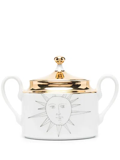 Fornasetti Graphic-print Porcelain Sugar Bowl In White