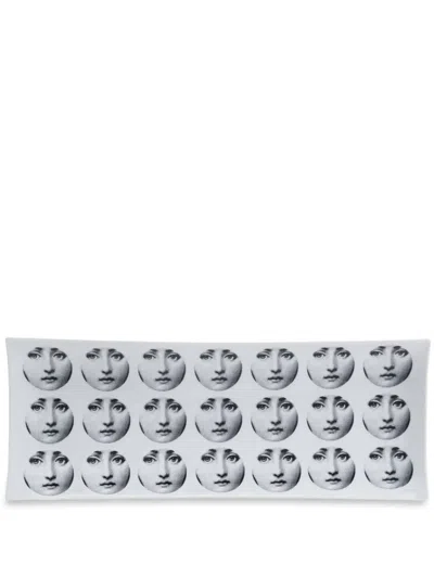 Fornasetti Graphic-print Rectangular Tray In Grey