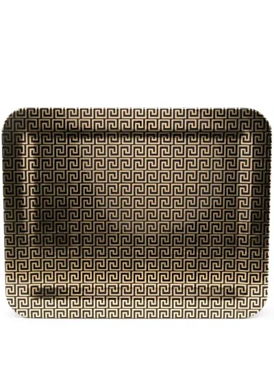 Fornasetti Greca Geometric-print Tray (48cm X 60cm) In Black