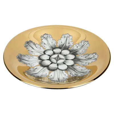 Pre-owned Fornasetti Handmade Decorative Centrepiece Rosone Black White Gold
