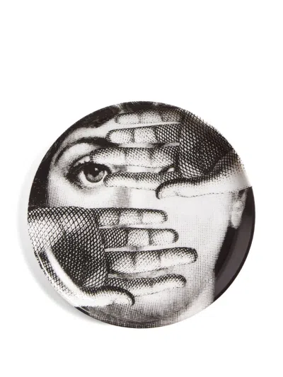 Fornasetti Hands Eye Porcelain Plate In Black