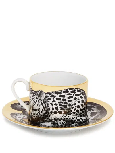Fornasetti High Fidelity Leopard Tea Cup In Yellow