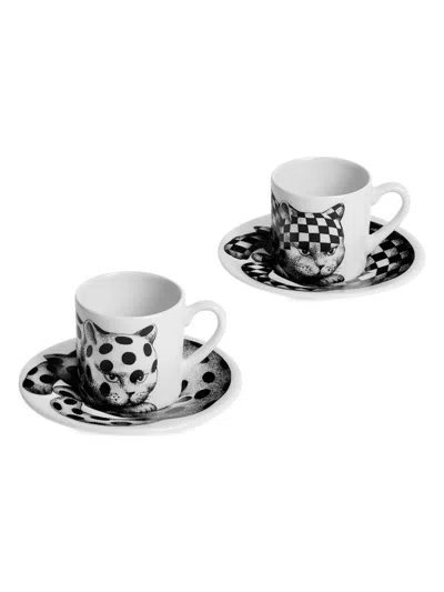 Fornasetti High Fidelity Starry 2-piece Coffee Mug & Saucer Set In Multi
