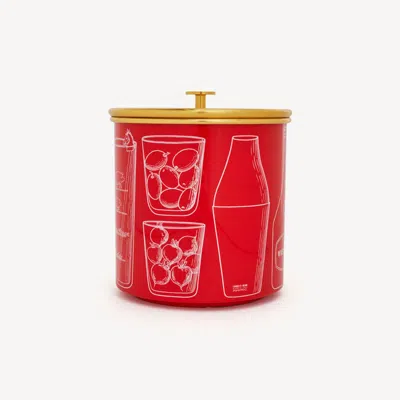 Fornasetti Ice Bucket Ricette Cocktail In Red