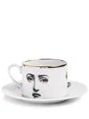 Fornasetti Il Fumo Fa Male Porcelain Tea Cup In Oro