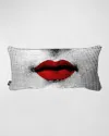 Fornasetti Kiss Cushion, 12" X 24" In Blackwhite