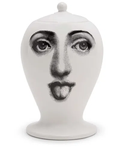 Fornasetti Vase Antipatico In White/black