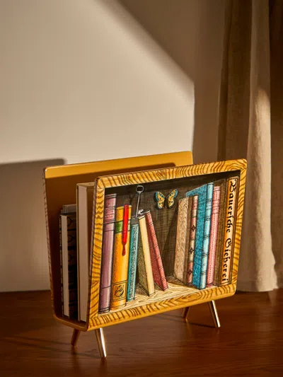 Fornasetti Libri Iron Magazine Rack In Multi