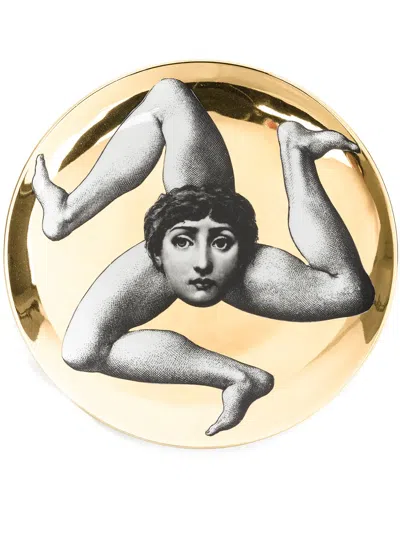 Fornasetti Lina Cavalieri Wall Plate In Gold