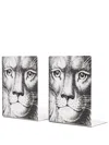 Fornasetti Lion-print Bookends (set Of Two) In Bia