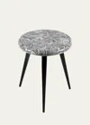 Fornasetti Malachite Stool - 18" In Black/white