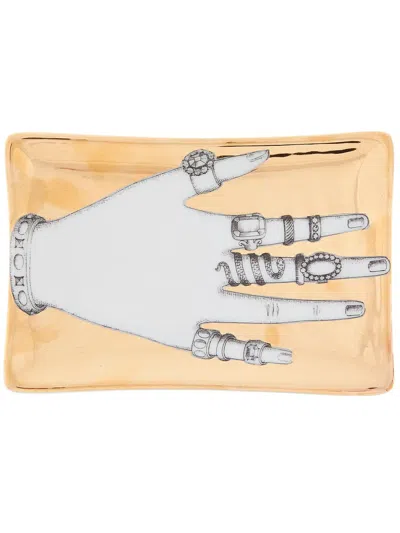 Fornasetti Illustrated Hand Dish In Metallic