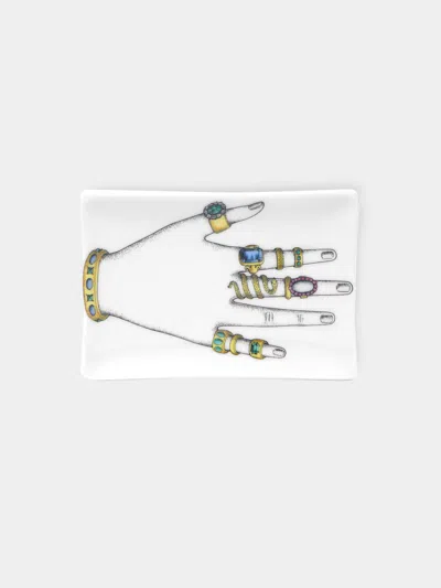 Fornasetti Mano Con Anelli Porcelain Ashtray  Abask Gift Set In White