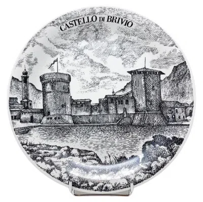 Pre-owned Fornasetti Mid-century Modern  Plate, Italy In Gray