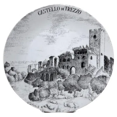 Pre-owned Fornasetti Mid-century Modern  Plate, Italy In Gray