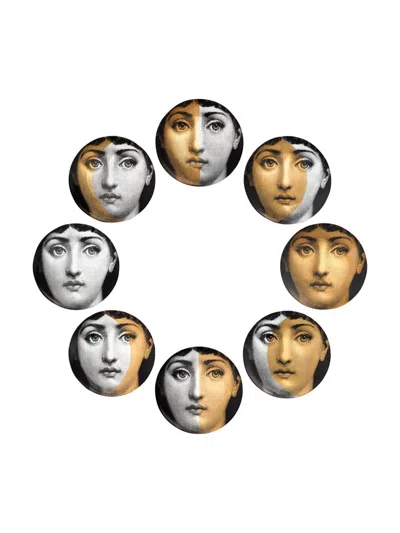 Fornasetti Moon Phase Plates 8-piece Set In Gray