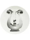 Fornasetti Music Stand Face Printed Plate In White