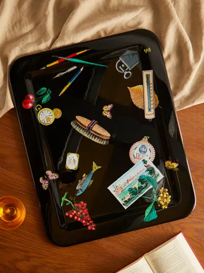 Fornasetti Oggetti Sparsi Wood Tray (23.5in/60cm)