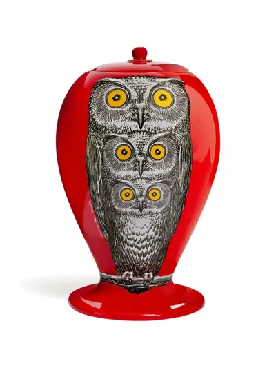 Fornasetti Owl-illustrated Vase In Multi