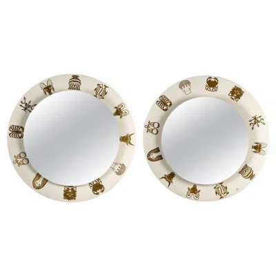 Pre-owned Fornasetti Pair Of Illuminated Mirrors By Barnaba , Circa 1970. In Gray