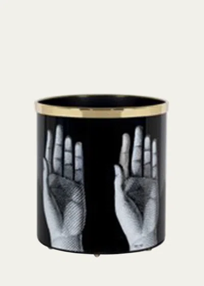 Fornasetti Paper Basket Mani Hands In Black/white