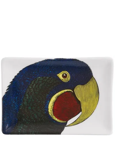 Fornasetti Pappagallo Porcelain Ashtray In Red