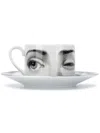 Fornasetti Patterned Decorative Cup And Saucer In Weiss