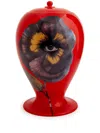 Fornasetti Pensee Hand-painted Ceramic Vase In Red