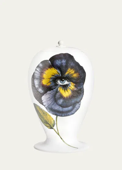 Fornasetti Pensee Vase, 13" In Colorblackwhite