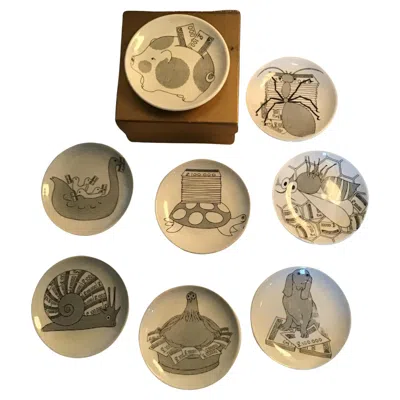 Pre-owned Fornasetti Piero  N 8 Coaster Ceramic 1950 In Brown