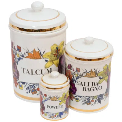 Pre-owned Fornasetti Piero  Vintage Ceramic Storage Jars, Italy, Circa 1960 In Sand