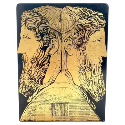 Pre-owned Fornasetti Pietro , Rare Metal Bookend Janus Two-faced 1950s (first Edition) In Sand