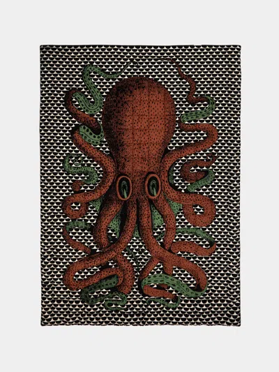 Fornasetti Polipo Silk Blanket (79in/2m)  Abask Gift Set In Brown