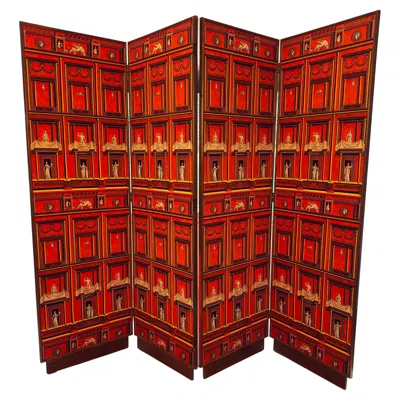 Pre-owned Fornasetti Pompeian Folding Screen In The Style Of Piero , Italy, Circa 1960 In Brown